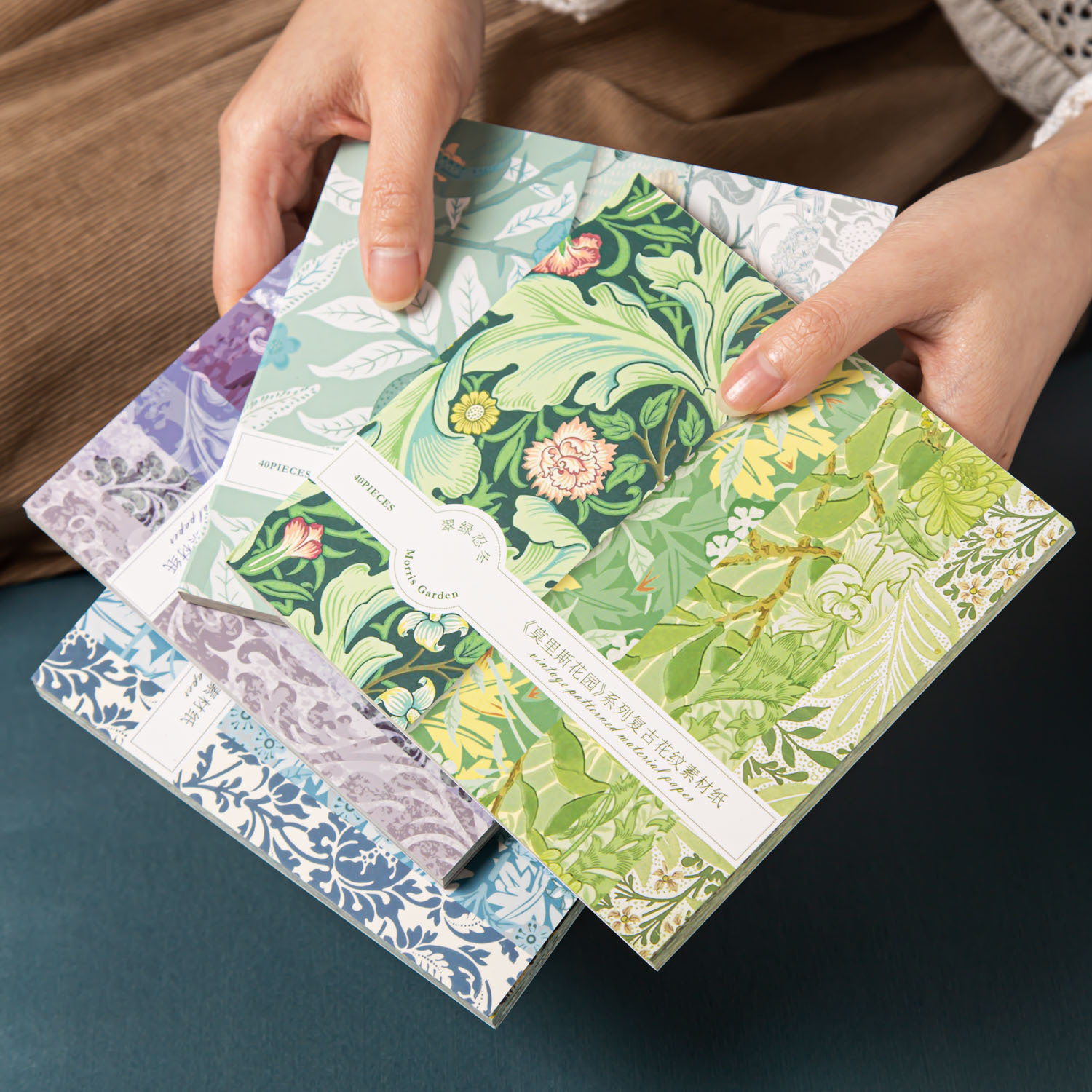美好的一天素材纸 莫里斯花园系列 花纹手帐装饰素材40张入 6款选