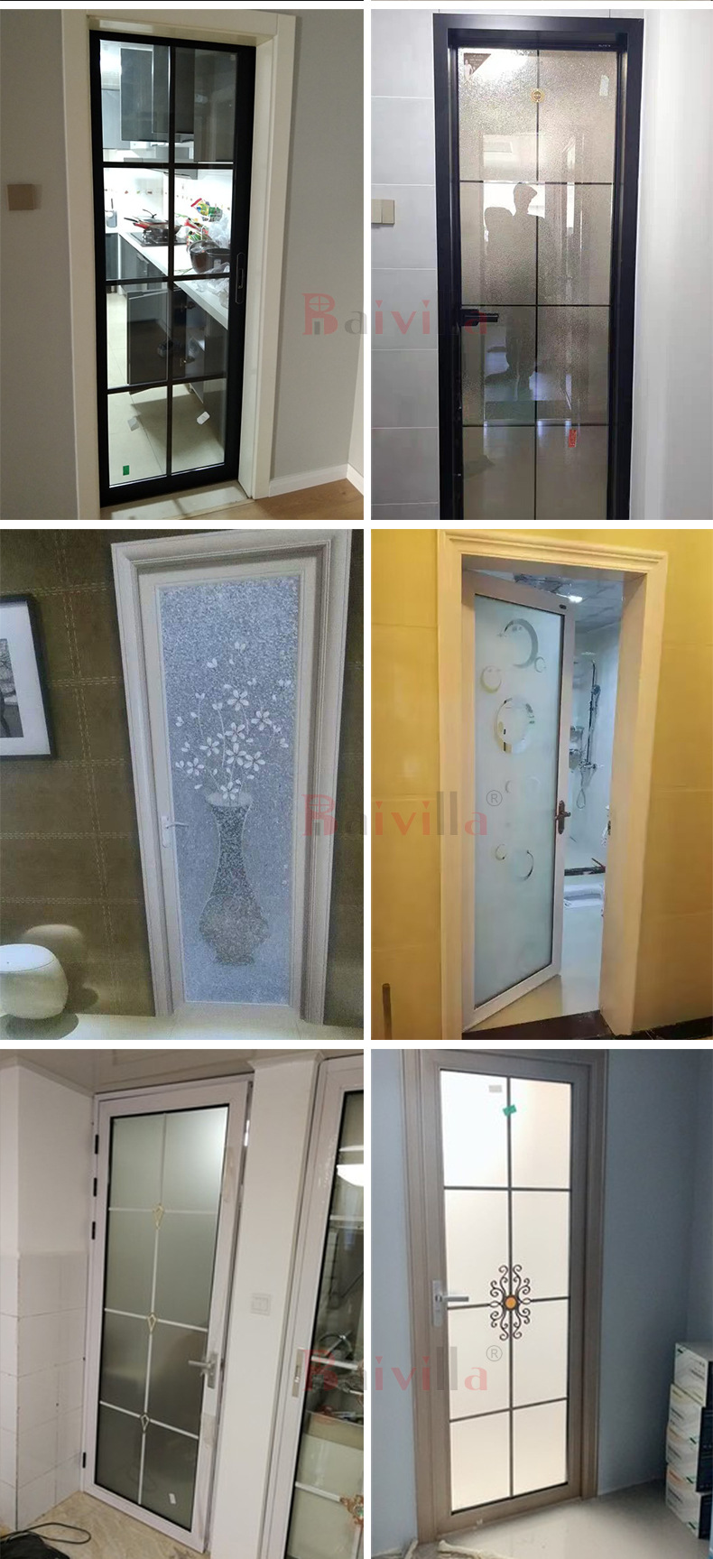 铝合金门厕所门卫生间门玻璃门厨房门浴室门免漆门平开钛镁合金门