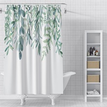 跨境植物3D数码印花浴帘 绿植浴室淋浴帘来图定制厂家供应