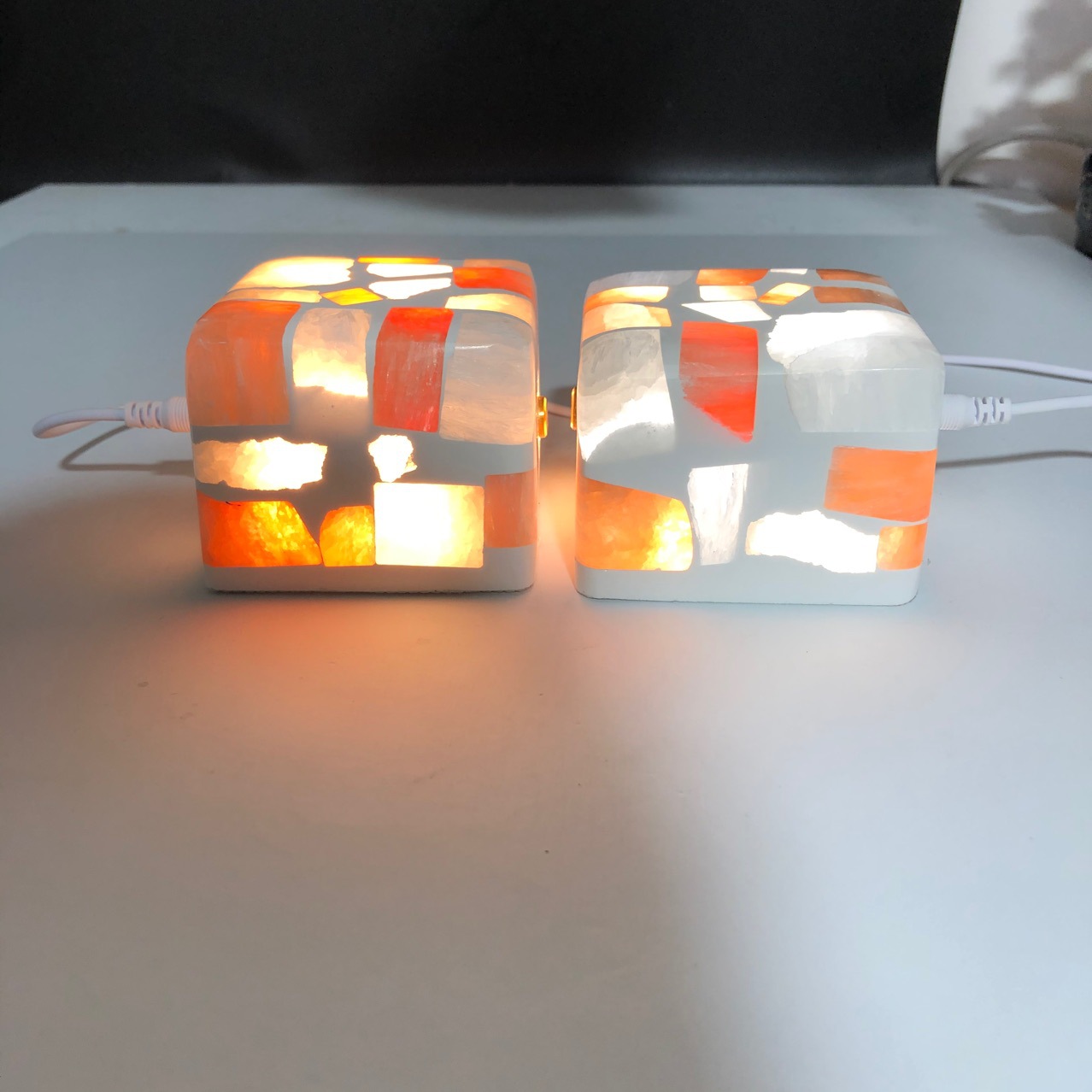 Natural Crystal Broken Light Cube Sugar Ore Charging Plug-in Night Light Touch Dimming Bedroom Bedside Lamp