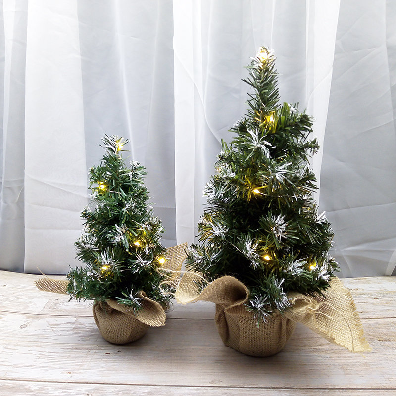 30cm麻布圣诞树雪点白头人造树40cm公司庆典商店装扮圣诞节布置