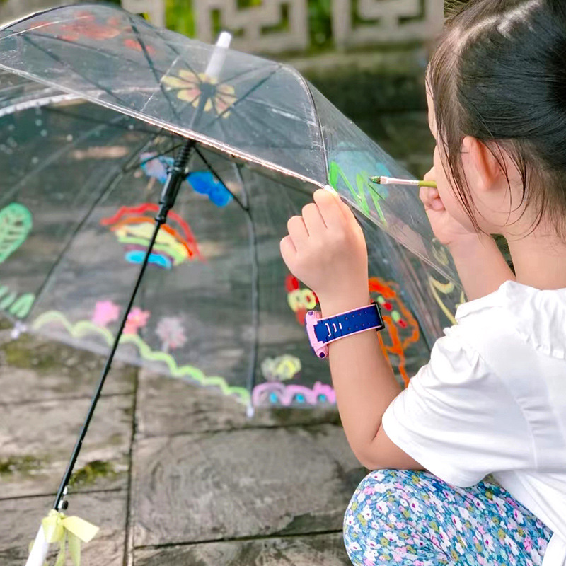 Kindergarten Painted Umbrella Blank Umbrella Children's Painting Handmade Doodle DIY Hand Painting Transparent Painting Props Umbrella