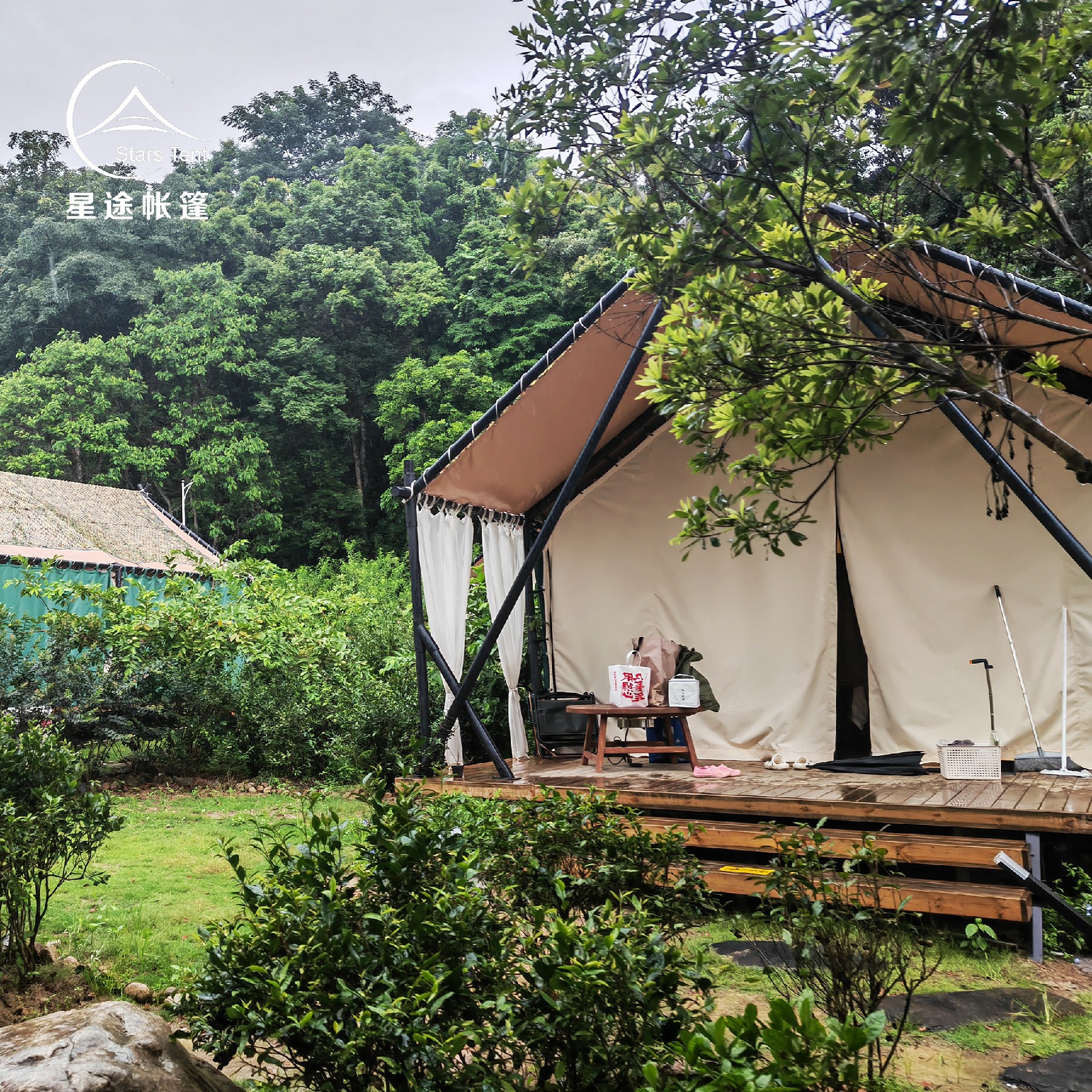 营地帐篷露营基地 野奢豪华过夜帐篷酒店 网红夜市花市小吃街摊位