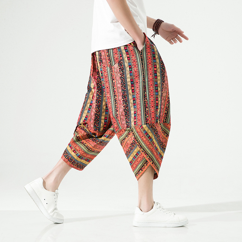泰国男装西双版纳大象裤男潮牌缅甸花裤子灯笼沙滩傣族服装衣服夏-阿