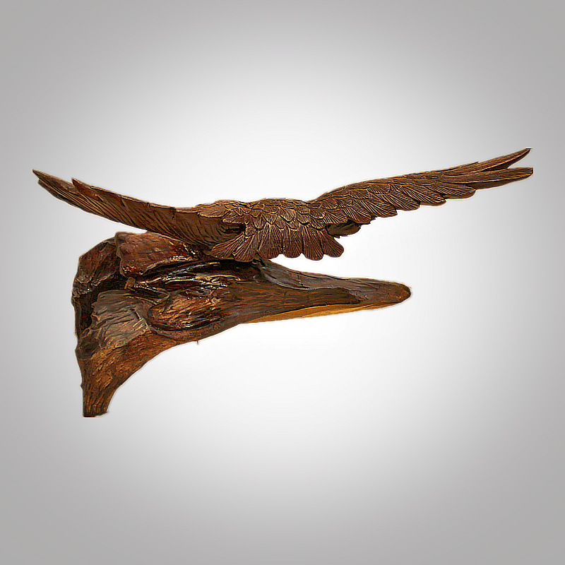 大红酸枝木精品根雕鹰 红木雕大鹏展翅 手工木雕工艺品鹏程万里