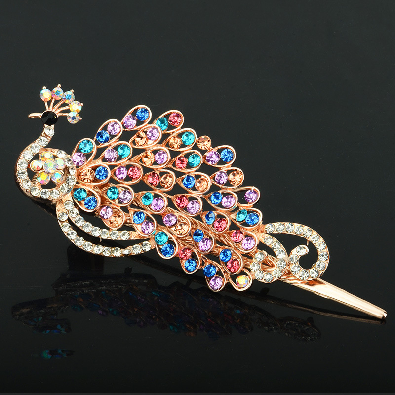 水钻孔雀发夹大号顶夹发卡横卡大鸭夹抓夹洗澡盘发器成人马尾头饰