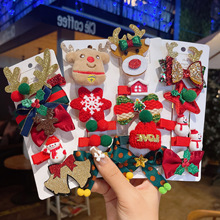 韩版新款圣诞节发夹套装可爱卡通小鹿圣诞老人蝴蝶结发卡儿童发饰