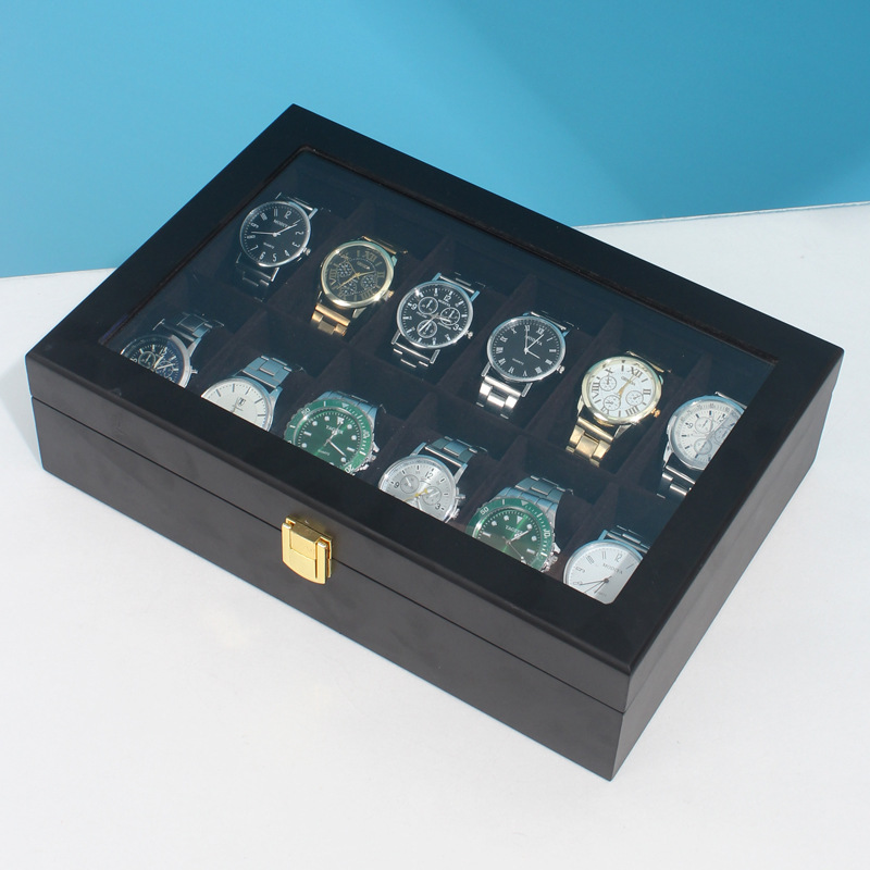 Advanced Transparent Paint 12-Grid Watch Box Home Wooden Box Exquisite High-End 12-Bit Storage Box Watch Display Box