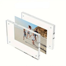 亚克力相框双面透明展示框相片照片打印创意磁吸相架水晶玻璃摆台
