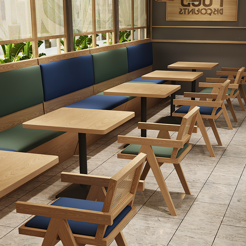 日料店茶餐厅靠墙双人卡座沙发 快餐小吃店餐饮桌椅组合商用-阿里巴巴