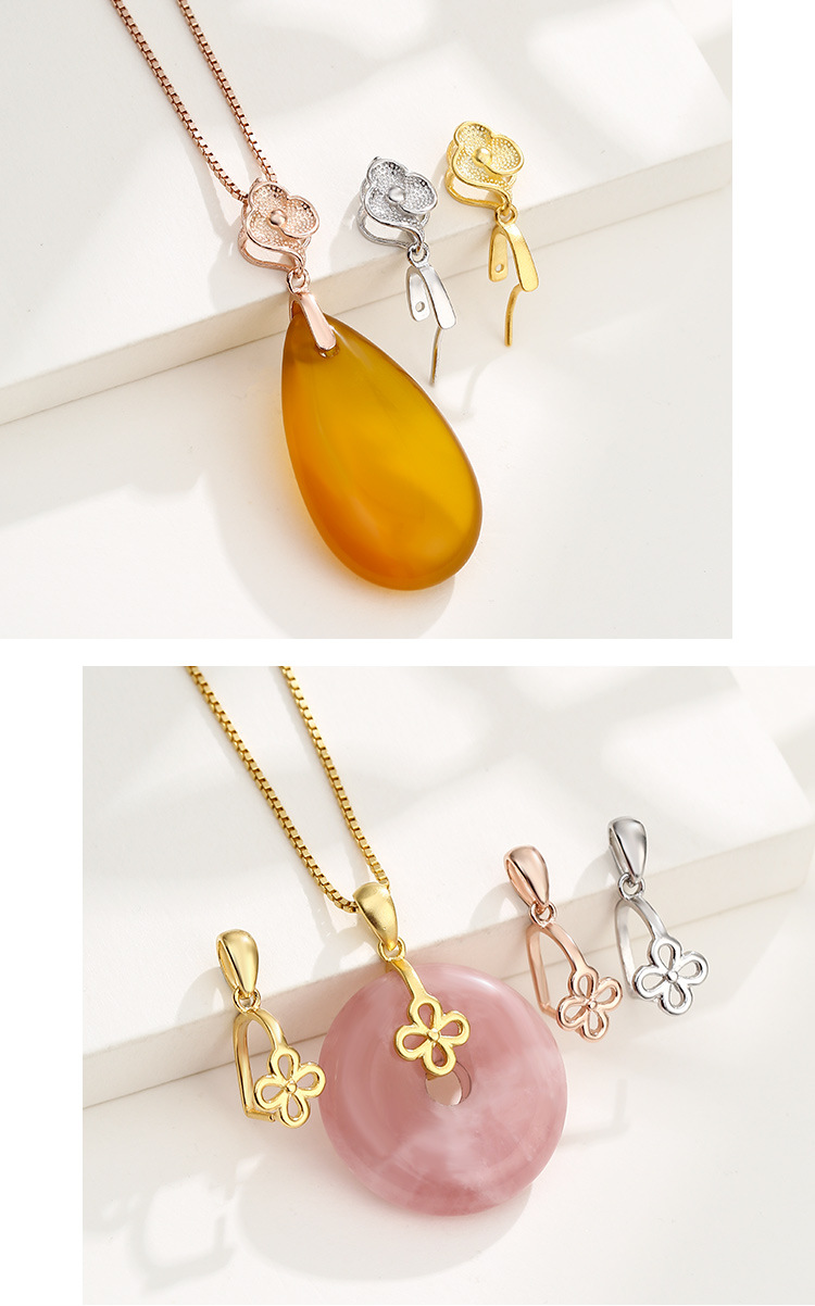 925纯银扣头吊坠扣个性国风佛公观音翡翠项坠扣银扣头diy项链夹扣