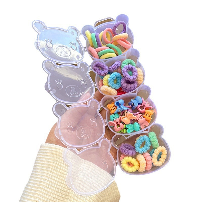 Mixed Color Set Hair Rope New Little Bear Girl Tie Hair Braid Small Rubber Band Baby Does Not Hurt Hair Thumb Hair Ring