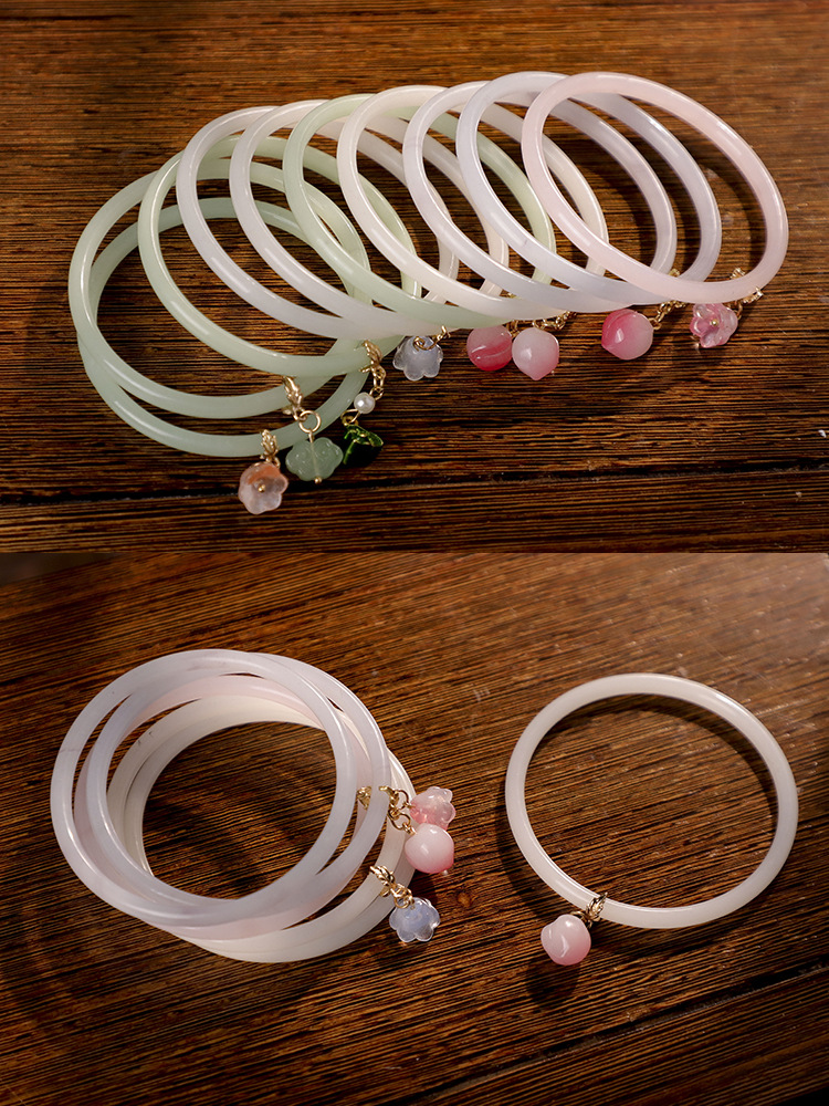 古风汉服玻璃叮当镯吊坠手镯风超仙细手镯古装日常百搭镯子女少女