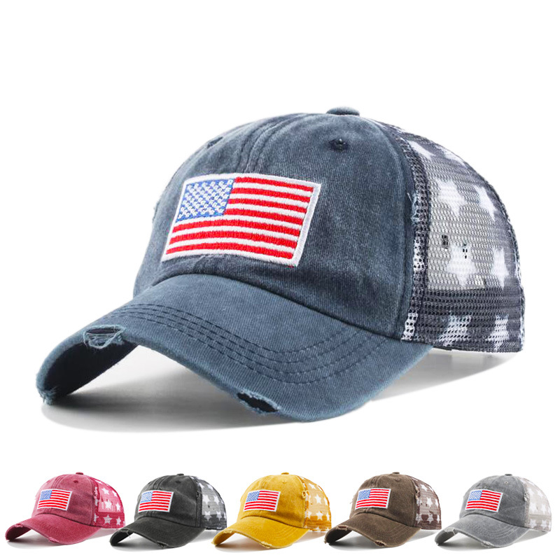 new american flag baseball cap men vintage fashion washed mesh cap women spring autumn couple peaked cap
