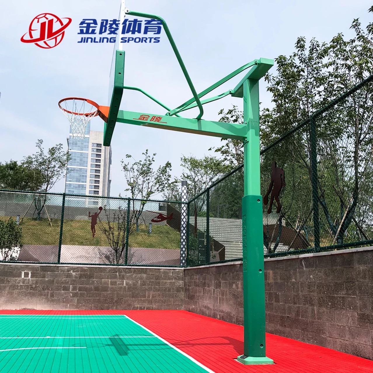 金陵体育篮球架 成人标准比赛固定单臂室内外篮球架gdj-1ab
