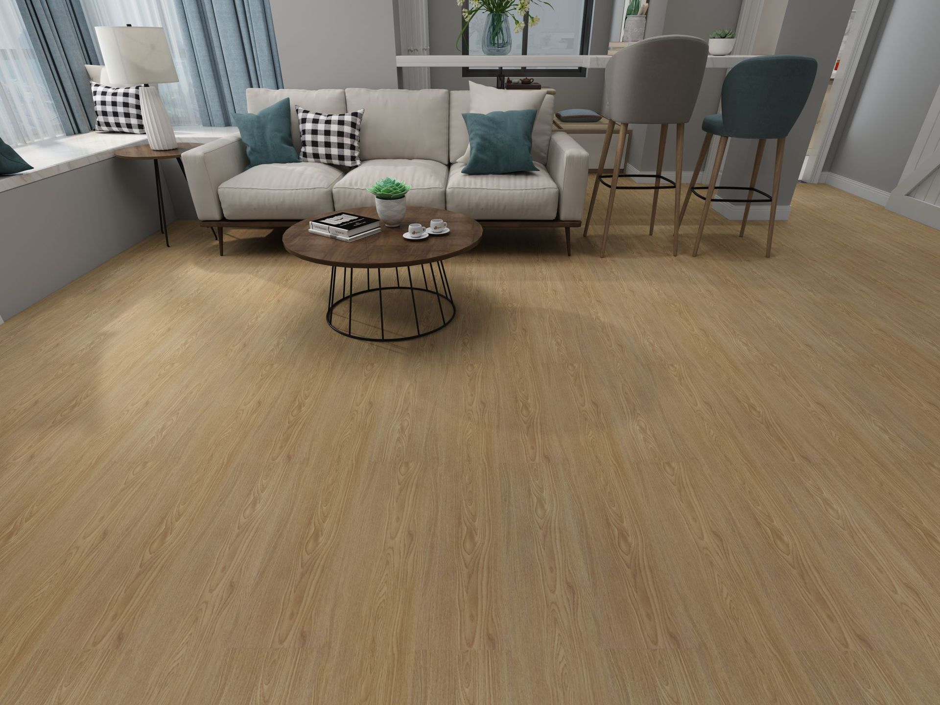 6mm木纹塑胶地板pvc地板卡扣式石塑地板革