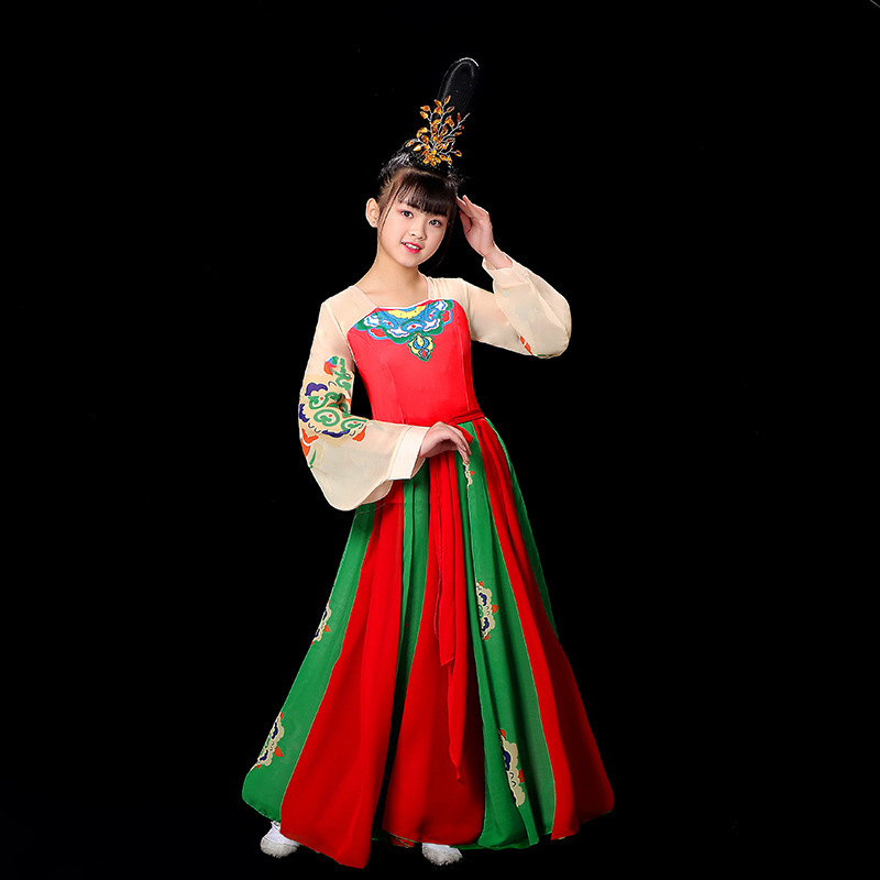 儿童古典舞演出服女飘逸中国风汉唐汉服唐印舞蹈服装古风独舞艺考