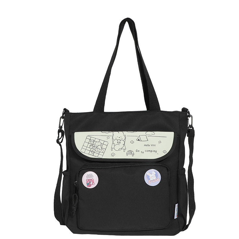 Messenger Bag Female Hand-Carrying Book Tutorial Bag Portable Book Bag Large Capacity Junior High School Student Contrast Color Shoulder Bag