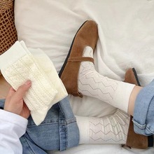 夏季薄款袜子女纯色网眼日系小清新中筒袜可爱JK公主风镂空透气