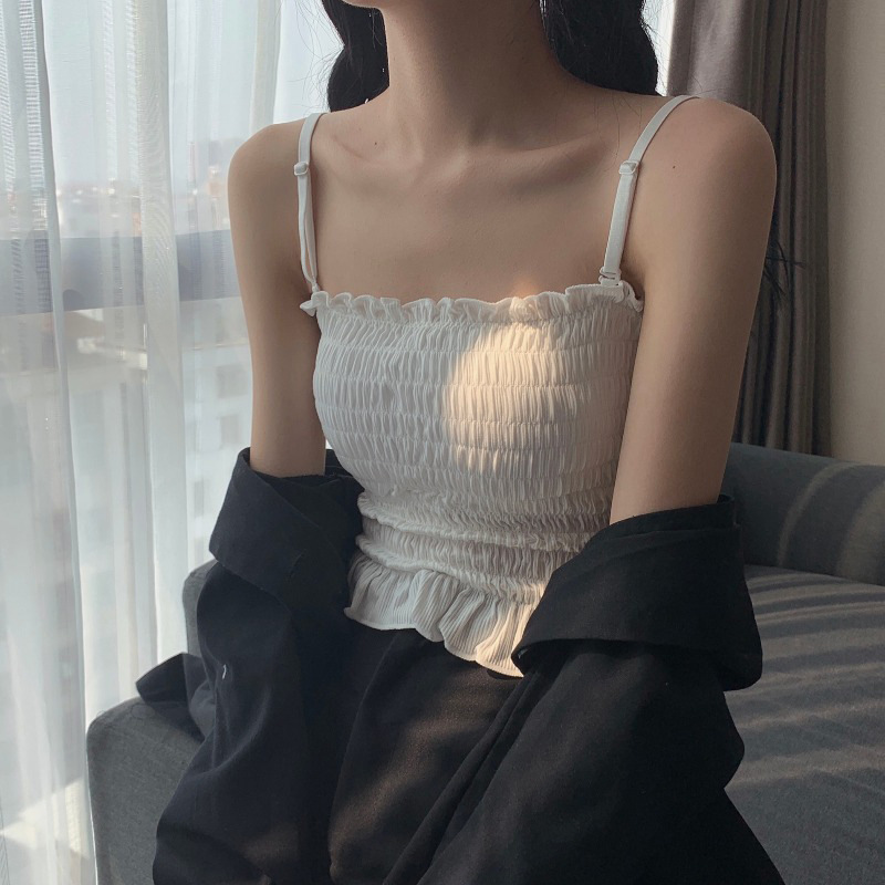 白色吊带小背心女夏季外穿网红性感修身无袖上衣内搭chic打底衫潮