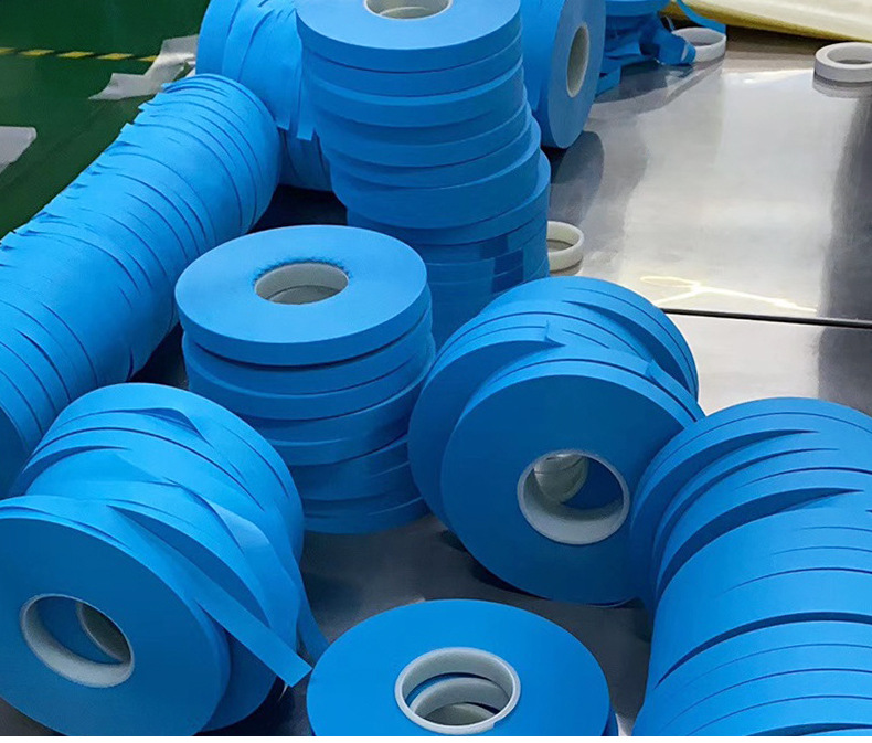 现货蓝色防护服胶条peva隔离服热封胶带无纺布防护服密封压胶条