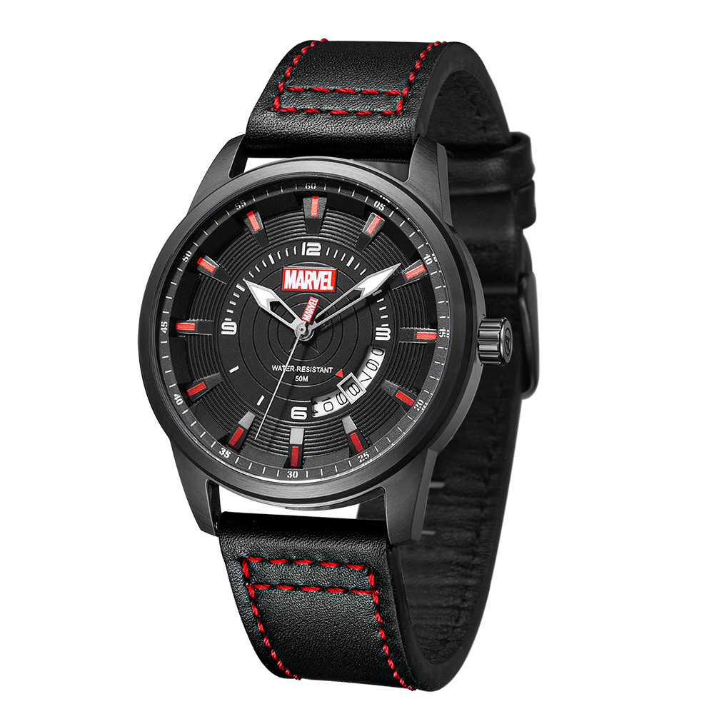 marvel漫威手表 心灵系列美队精钢夜光日历盘艺术男士石英表568