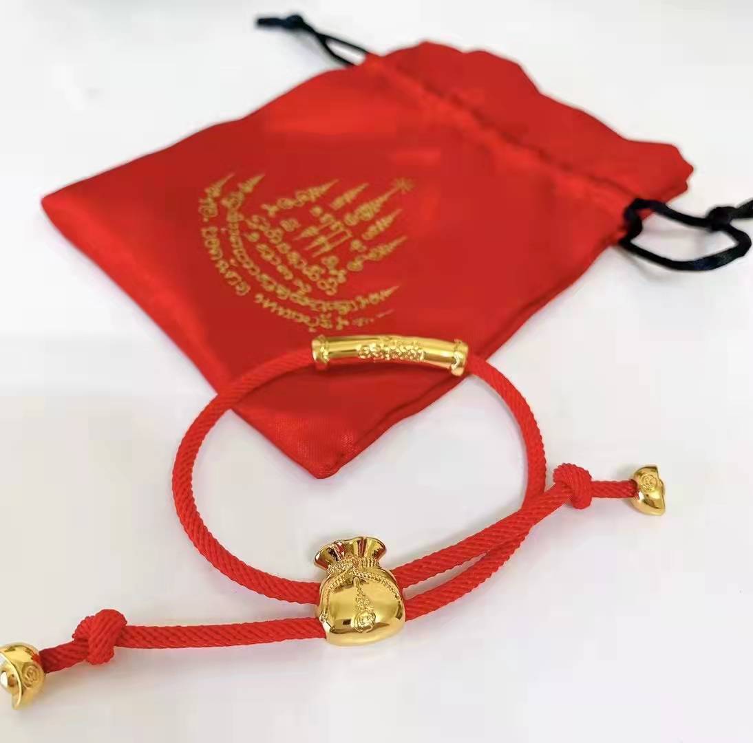 泰国佛牌 阿赞佑桶桶金财库手链 小红绳