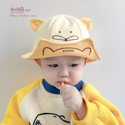 男宝宝婴儿帽子春秋薄款遮阳可爱超萌男童婴幼儿童渔夫帽1岁2秋款