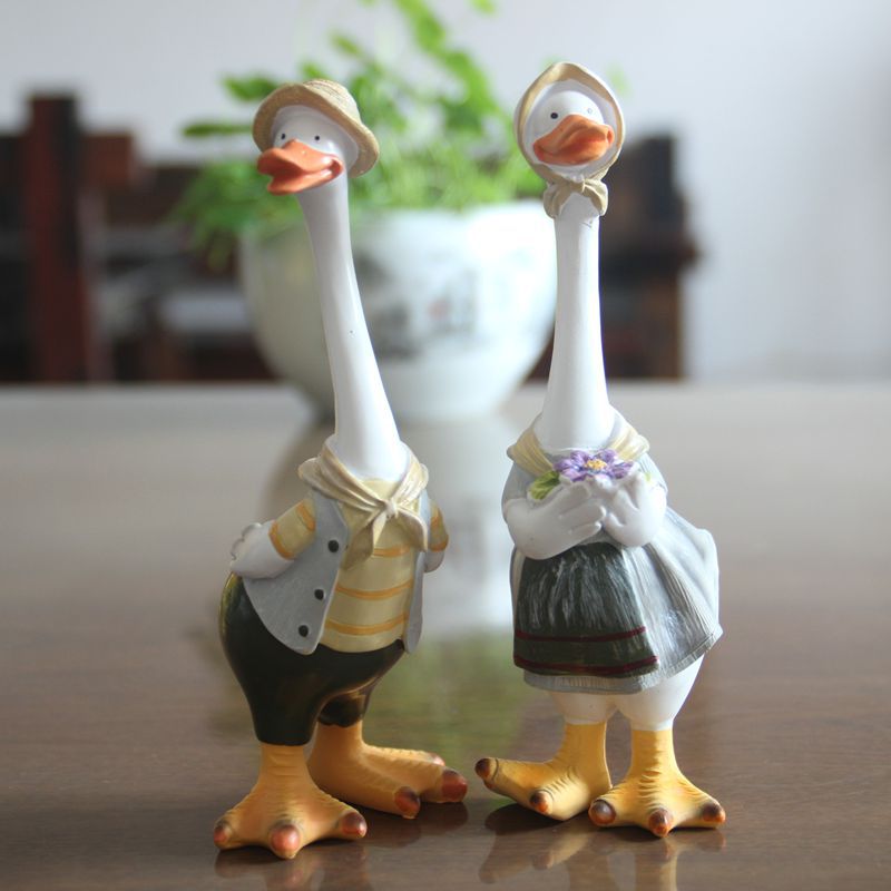 Cross-Border New Product Creative Cartoon Simulation Duck Home Garden Courtyard Decoration Resin Animal Hand Painting Craft