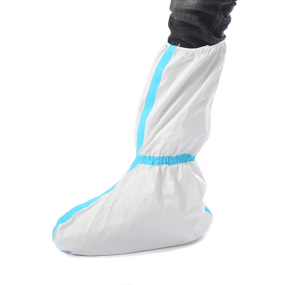 新款防护隔离高筒靴套 一次性加厚防护隔离鞋套防滑束口脚套批发