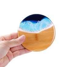 树脂海洋画 DIY立体画 海滩创意礼品 竹杯垫 陶瓷碗 桌摆置物盘