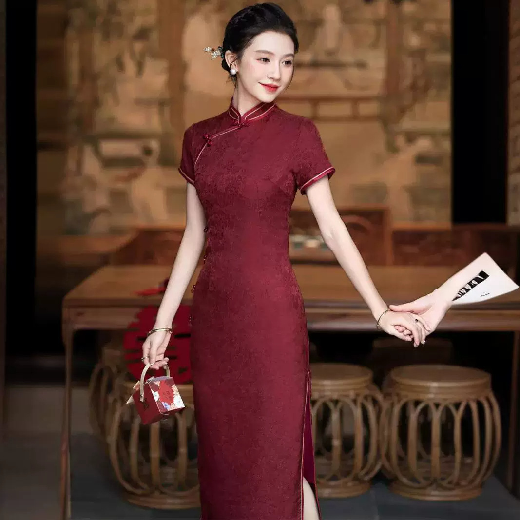 高端喜婆婆旗袍2024年新款夏季女改良新中式国风喜妈妈婚宴装礼服