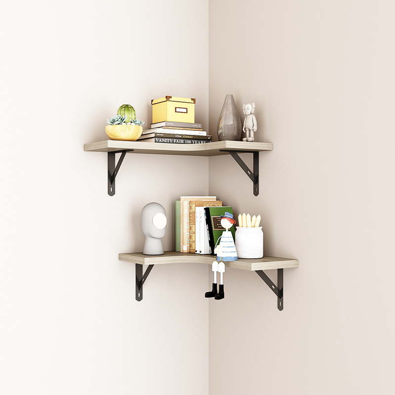 Living Room Wooden Corner Shelf Wrought Iron Corner Rack Wooden Bedroom Organizing Storage Rack Kitchen Corner Rack