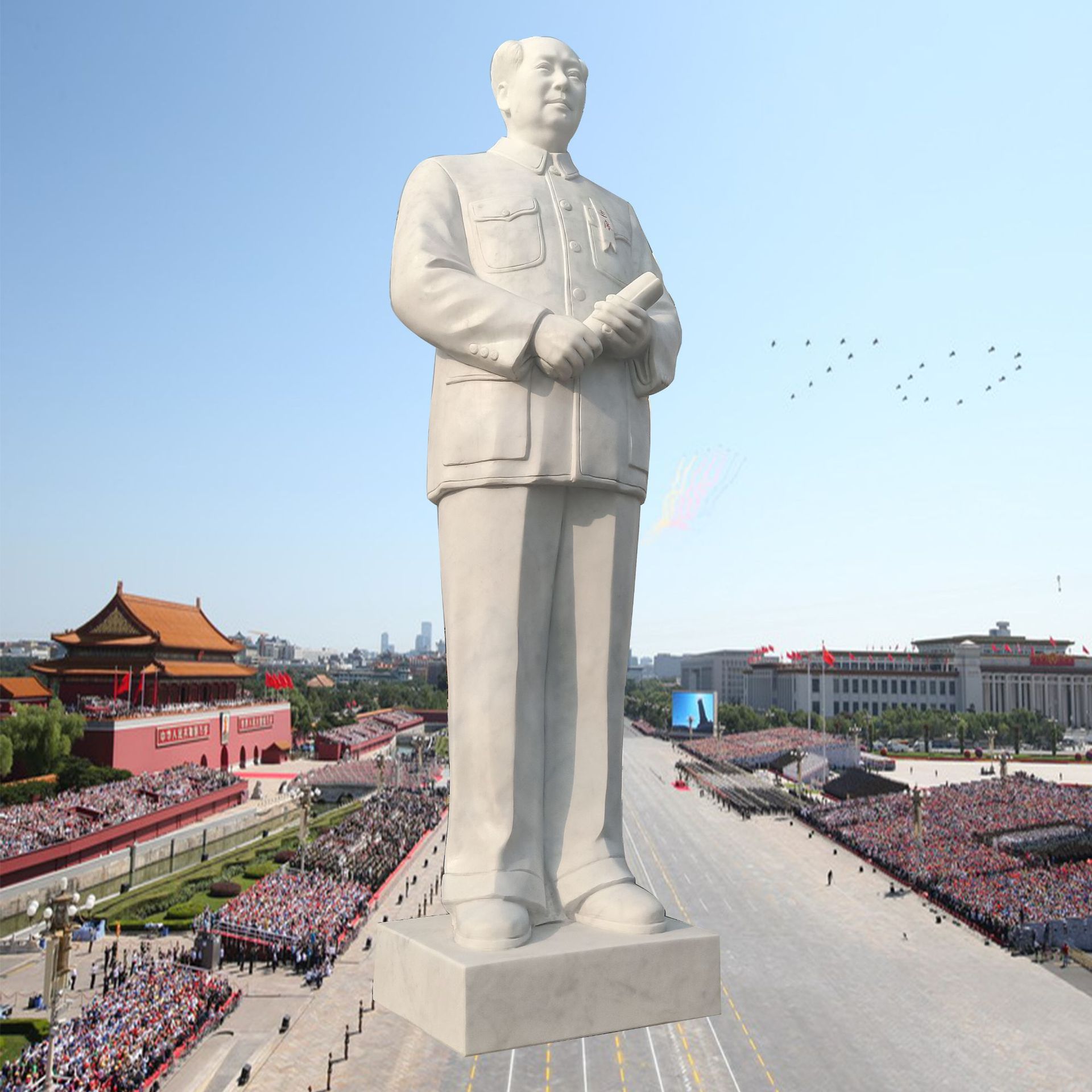 汉白玉石雕人物像摆件肖像拿书全身站像大件伟人石像校园雕塑
