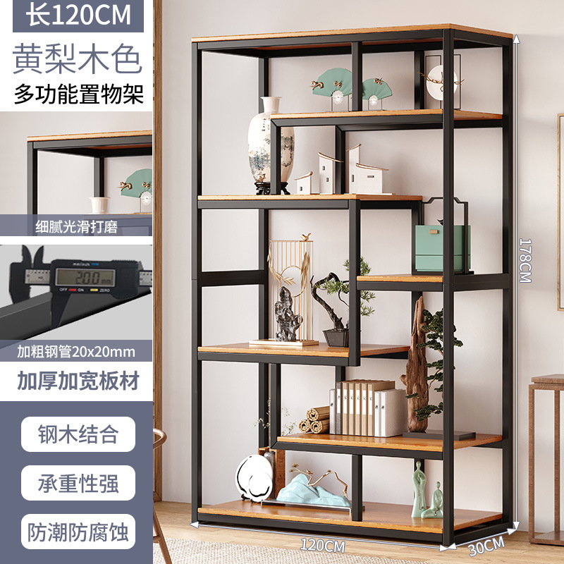 New Chinese Style Antique Shelf Tea Room Shelf Tea Display Cabinet Non-Solid Wood Partition Antique Shelf Living Room Decoration Shelf