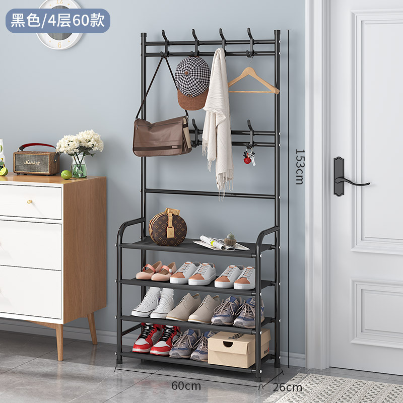 Simple Floor Coat Rack Shoe Rack Bedroom Living Room Clothes Rack Multi-Functional Hall Integrated Combination Multi-Layer Shoes and Hat Rack