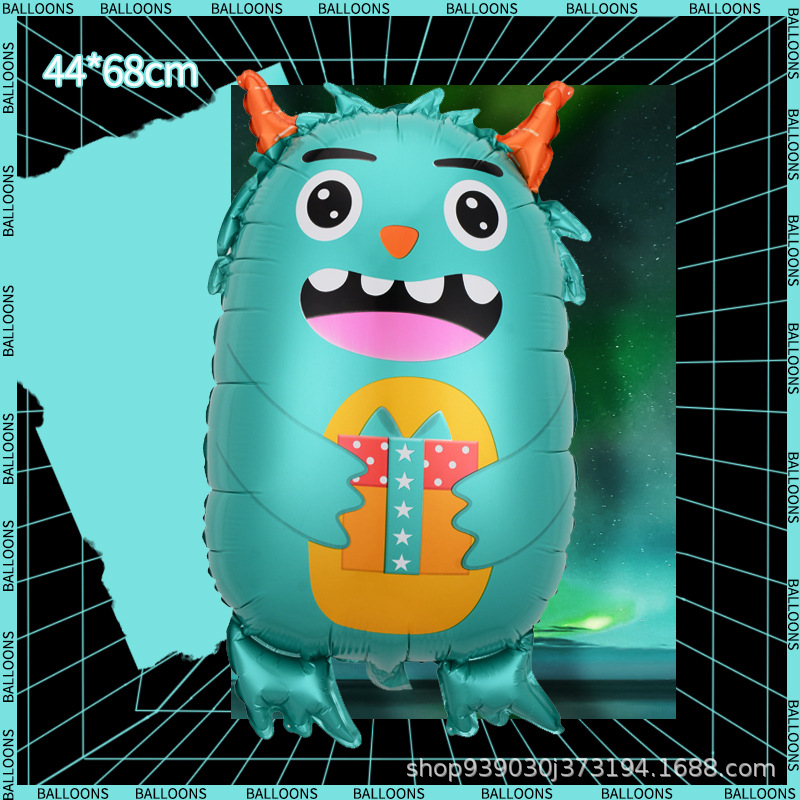 Amazon Monster Balloon Special-Shaped Bacteria Balloon Aluminum Film Cute Virus Q Version Cartoon Alien Ball