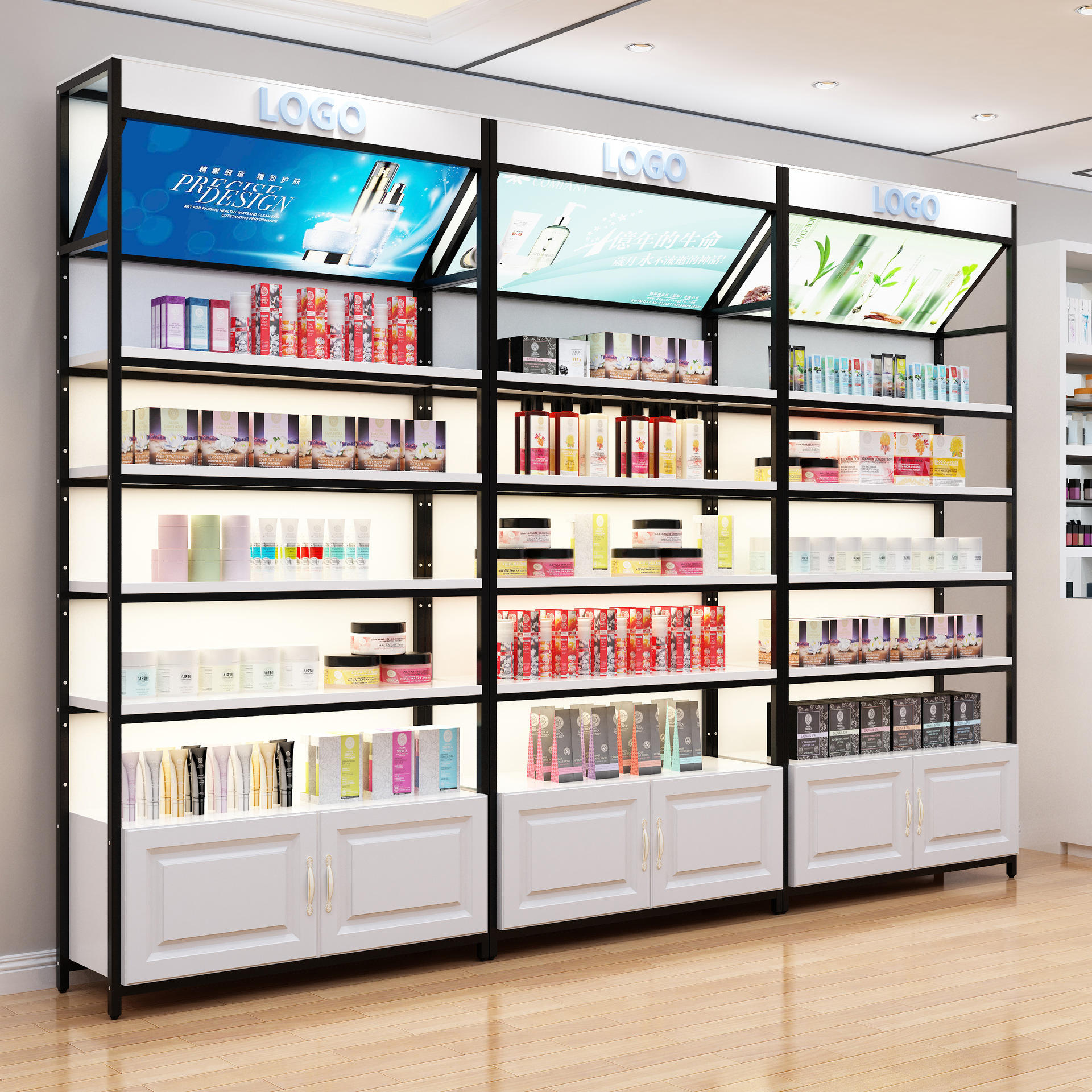化妆品货架护肤品展示柜美容院产品陈列柜背柜母婴店货柜包包鞋架