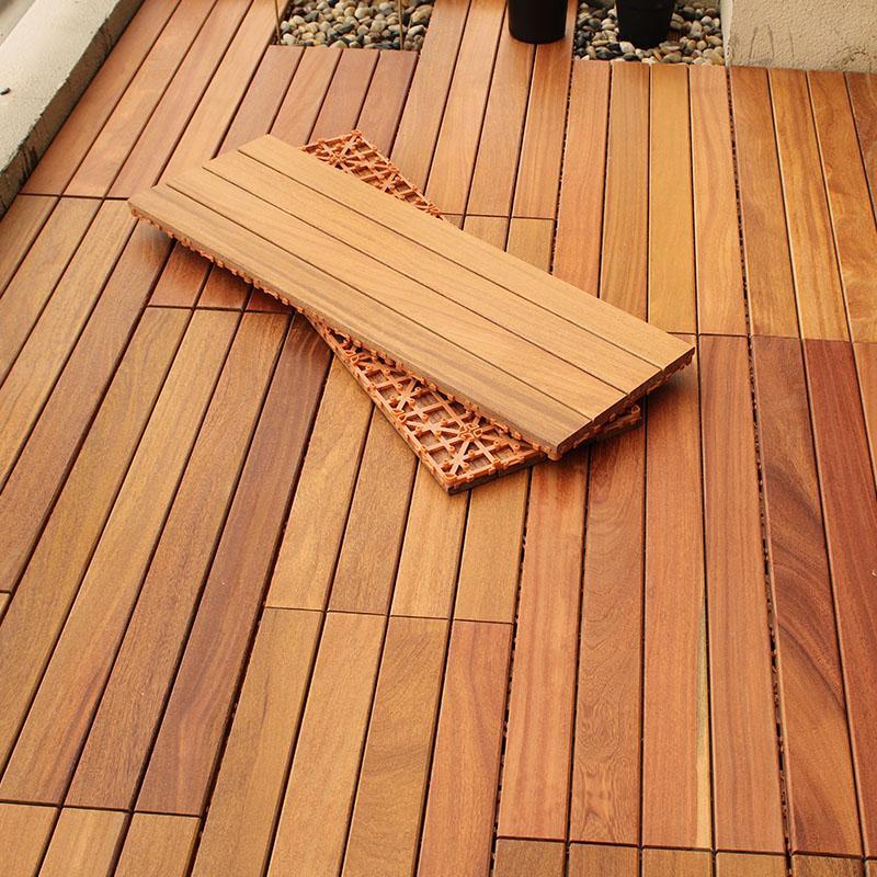 菠萝格户外防腐木阳台地板自铺露台改造拼接实木室外防水浴室地板