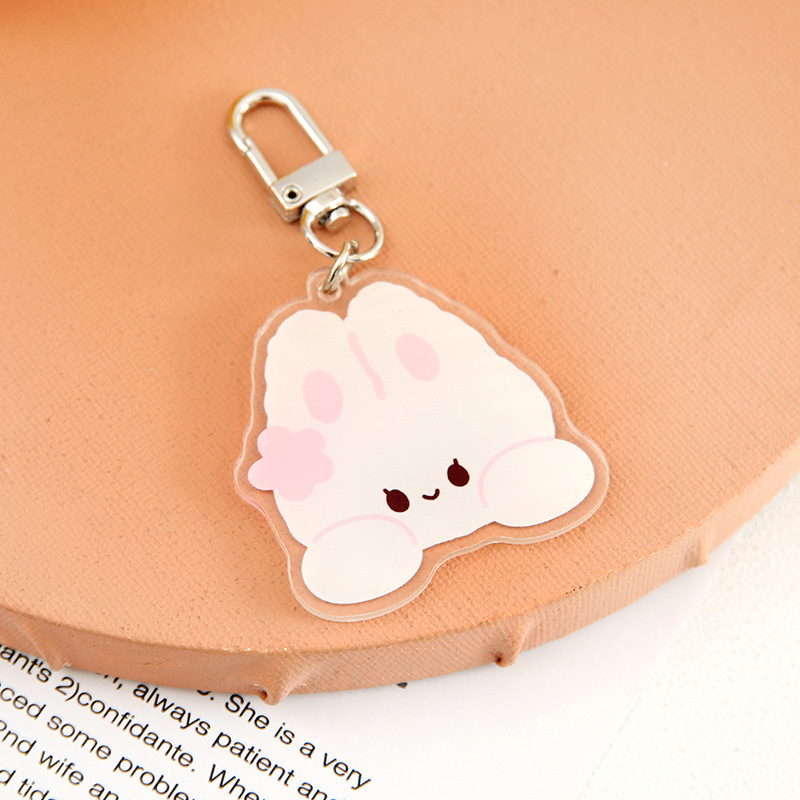 Korean Ins Cute Rabbit Puppy Cartoon Acrylic Keychain Wholesale Pendant Schoolbag Accessories Gift