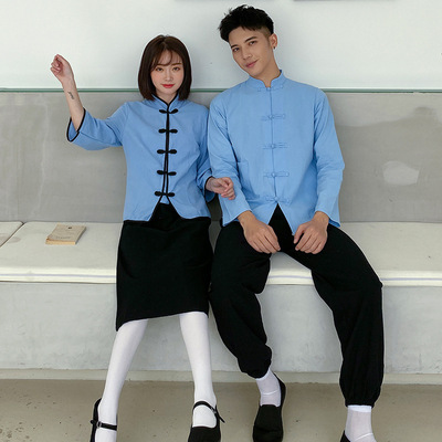 民国风班服五四青年装衬衫初高中学生校服情侣套装毕业舞台演出服