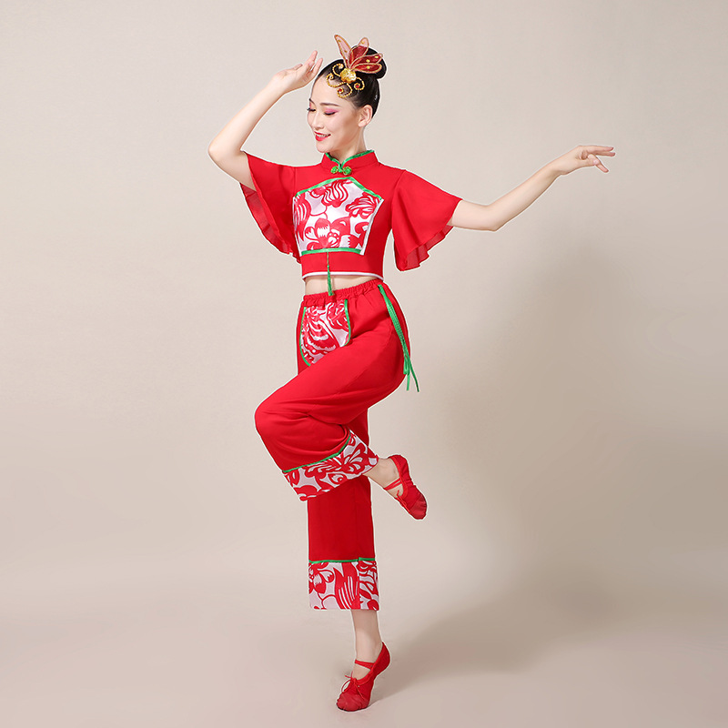 秧歌服演出服2022新款东北二人转舞蹈服装成人古典舞扇子舞套装女