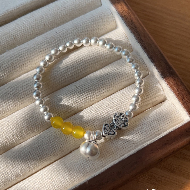 99纯银diy古法传承银珠柿柿如意福手串手链女新款轻奢5m银饰品批