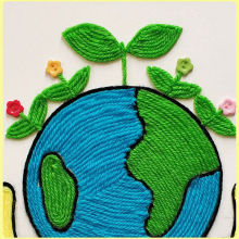 儿童手工毛线画扣子粘贴画材料包小学生亲子活动环保diy贴画益智