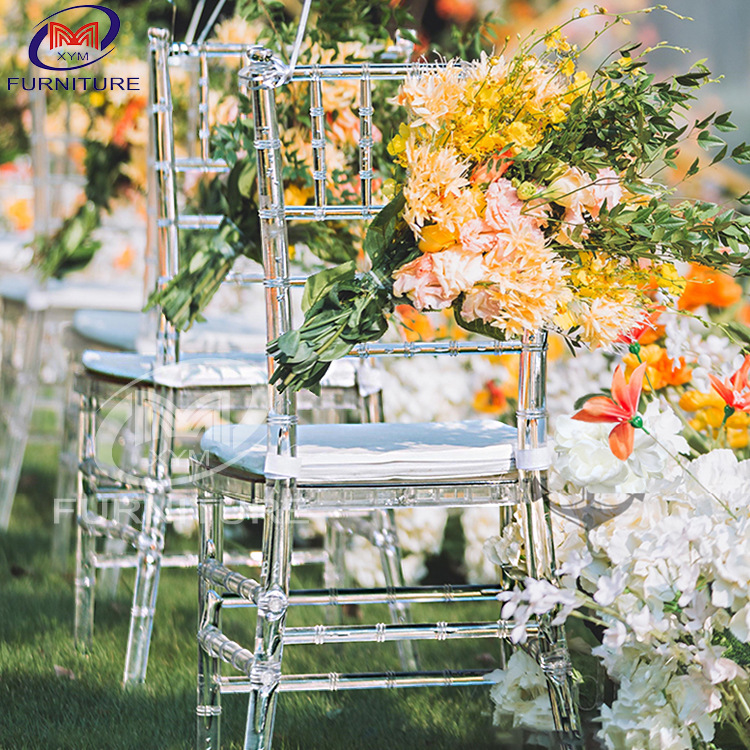 厂家批发可拆装酒店宴会婚礼餐椅 亚克力椅子 户外树脂透明竹节椅