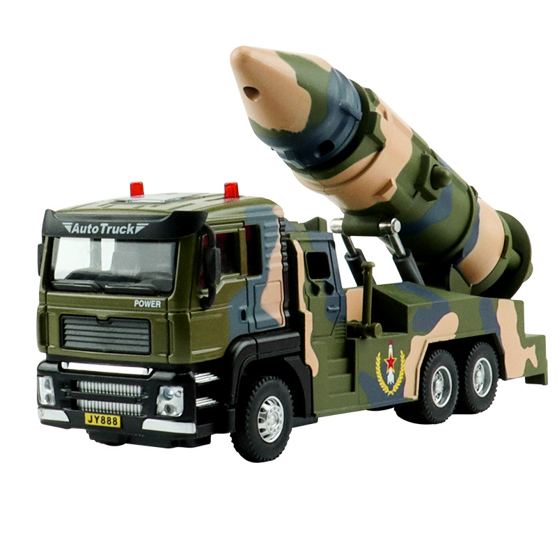 嘉业1:50导弹车模型东风快递声光火箭炮车战争武器军事玩具车男孩