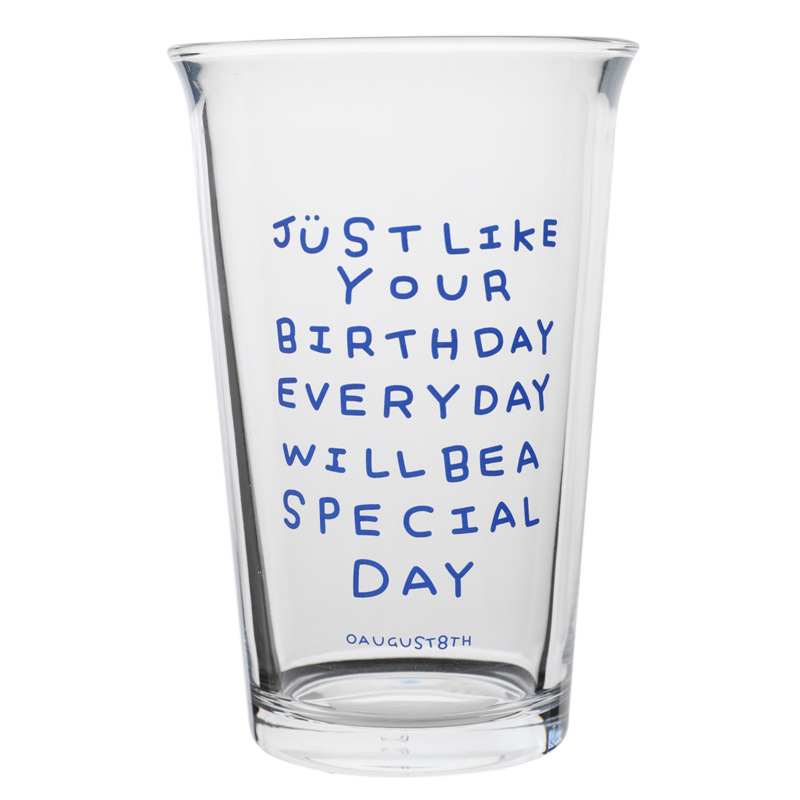 Glass Bloggers Same Style Simple Alphabet Glass Cup Cold Extraction Cup Glass Wholesale Niche Drinking Cup