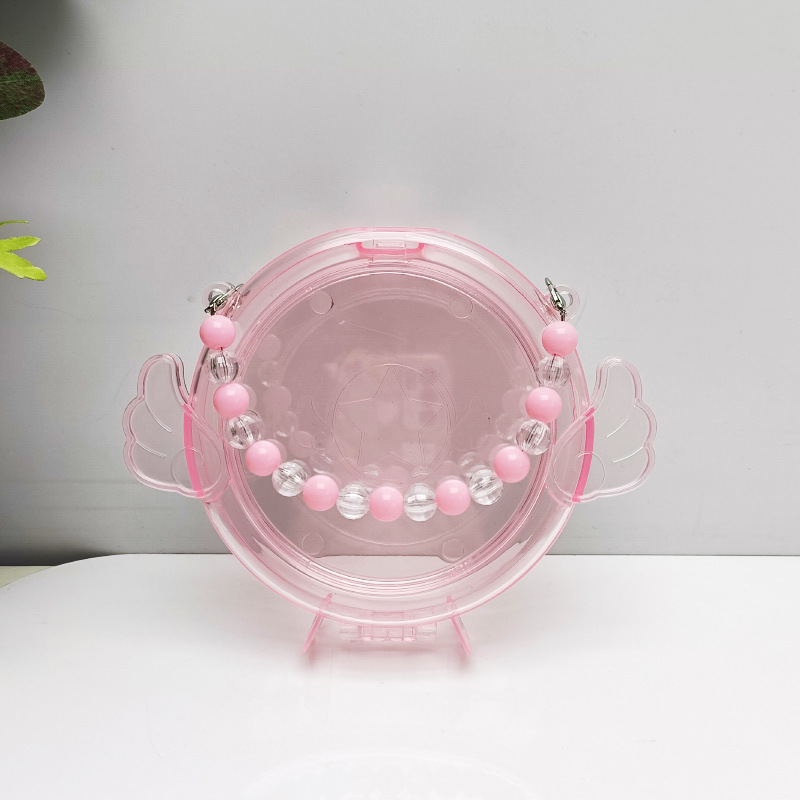 Angel Wings Pink Transparent Handbag Children's Handmade DIY Main Body XINGX Pattern Ornaments Storage Jewelry Bag