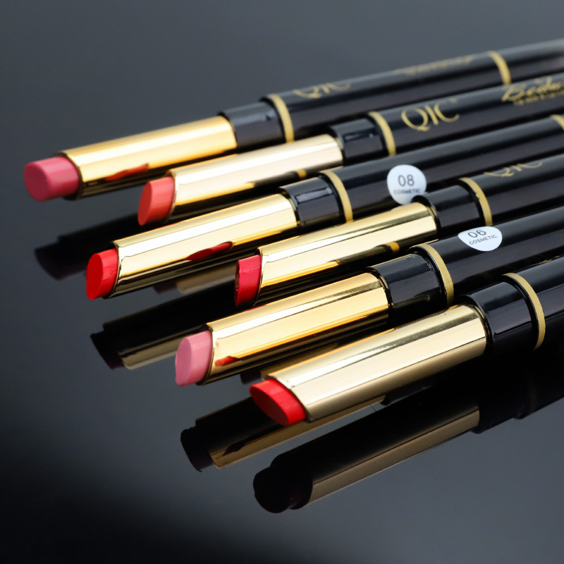 QIC Lipstick Lip Liner Double-Headed Two-in-One Live Broadcast Internet Famous Recommended Makeup Rotating Lip Liner Delineating Painting Lipstick