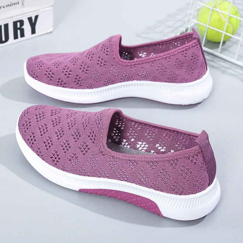 Mesh Surface Shoes Women's Summer Breathable Mesh Sneaker Women's Hollow Tennis Shoes Casual and Comfortable Mother's Shoes Old Beijing Cloth Shoes